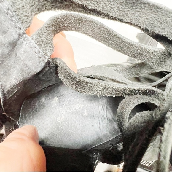 Free People Hybrid Leather Stacked Heeled Ankle Bootie Black Size 40 9 Women’s - Picture 7 of 8